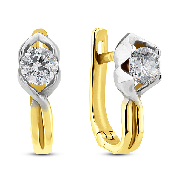 Серьги из желтого золота с фианитами (арт. 102258ж) – изображение 1
