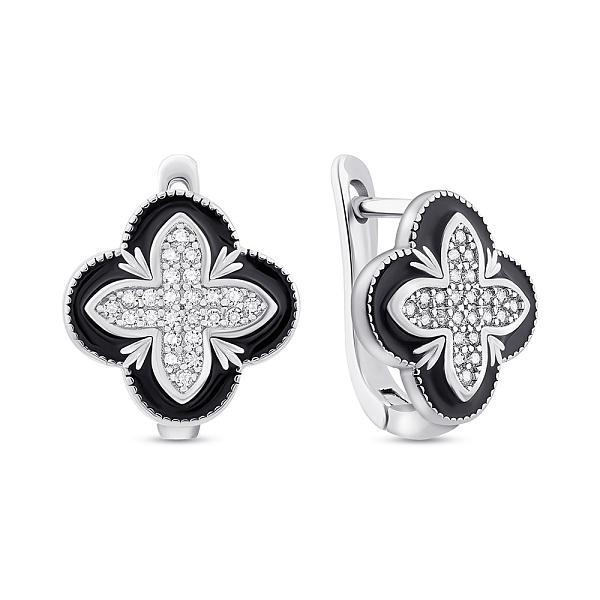 Серебряные серьги Цветок с фианитами (арт. 7502/9666/15еч) – изображение 1