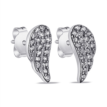 Сережки-пусети Крила зі срібла з фіанітами (арт. 7518/6891)