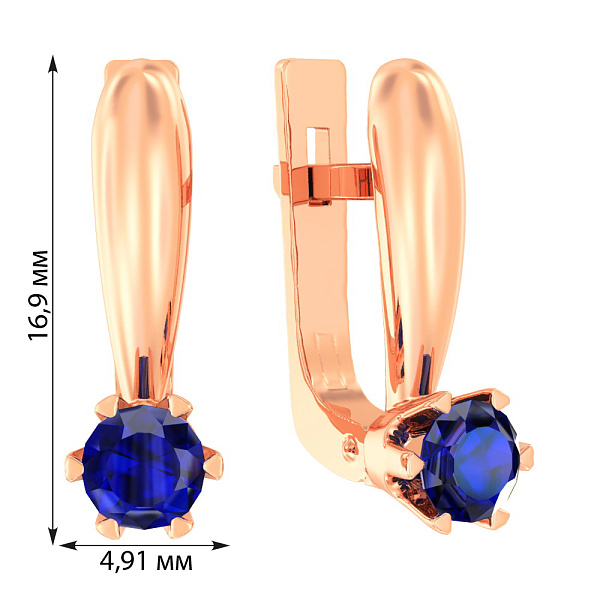 Золоті сережки з сапфіром (арт. 110215Пс) – зображення 3