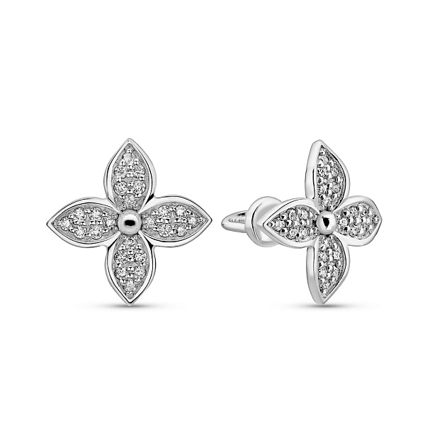 Золотые серьги с бриллиантами Цветочки (арт. 2192069202) – изображение 1