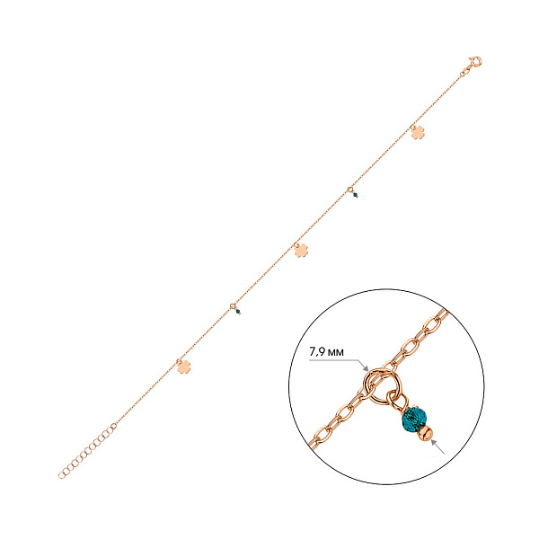 Золотий браслет на ногу з фіанітами (арт. 326986зн) – зображення 4