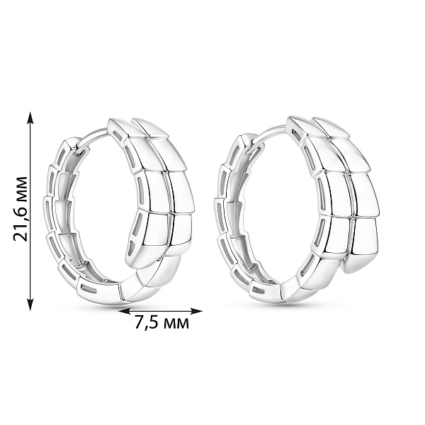 Срібні сережки-конго Змія (арт. 7502/10153/20) – зображення 5