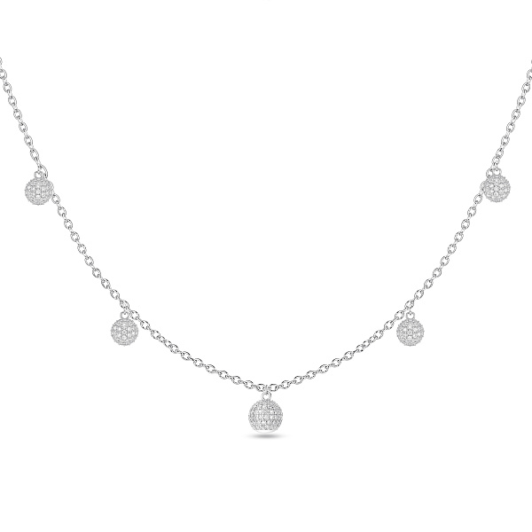 Серебряное колье с подвеской шарики с фианитами (арт. 7507/2649) – изображение 1