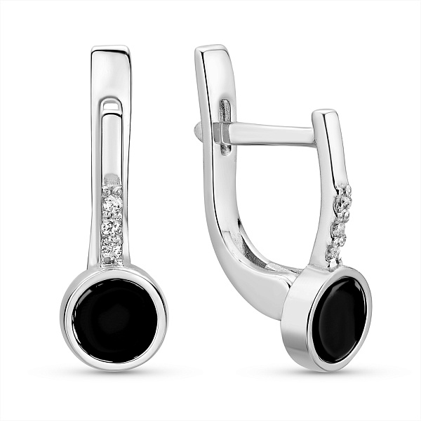 Серебряные серьги с ониксом (арт. 7502/675осп) – изображение 1