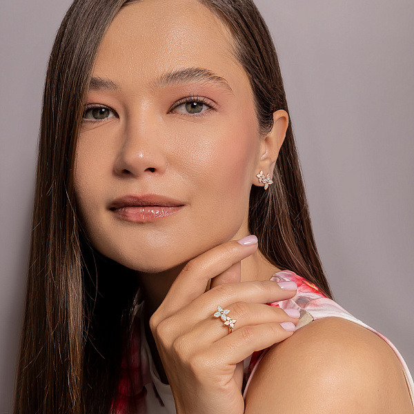 Пусеты золотые с фианитами (арт. 111442) – изображение 5