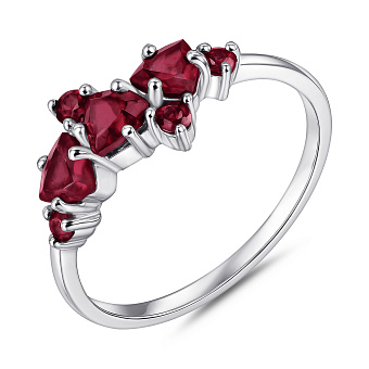 Серебряное кольцо с россыпью рубинов (арт. 7501/2157830Р)