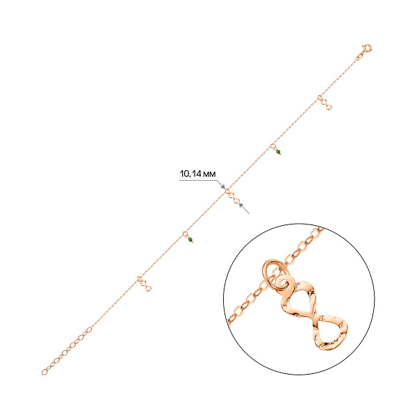 Золотий браслет Нескінченність на ногу (арт. 326969зн) – зображення 2