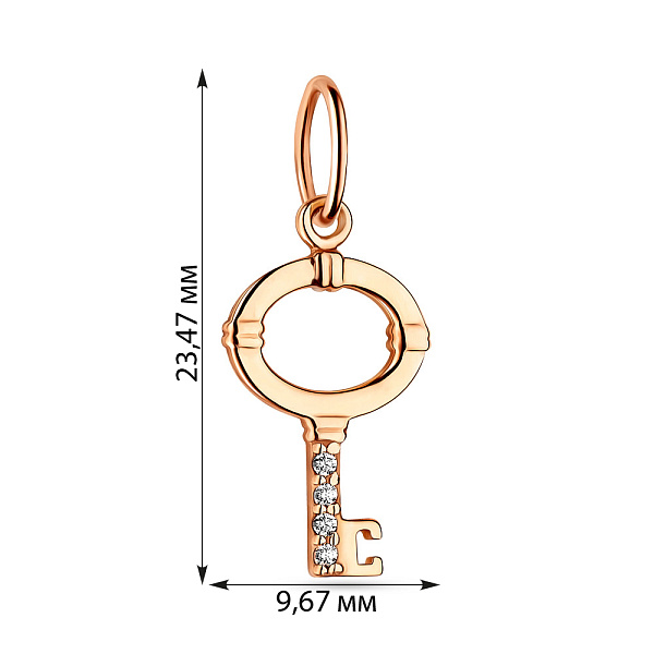 Подвеска золотая Ключик с фианитами (арт. 423605) – изображение 2