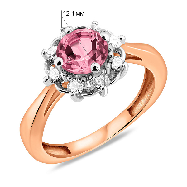 Золотое кольцо с кварцем и фианитами (арт. 141042ПрГ) – изображение 2