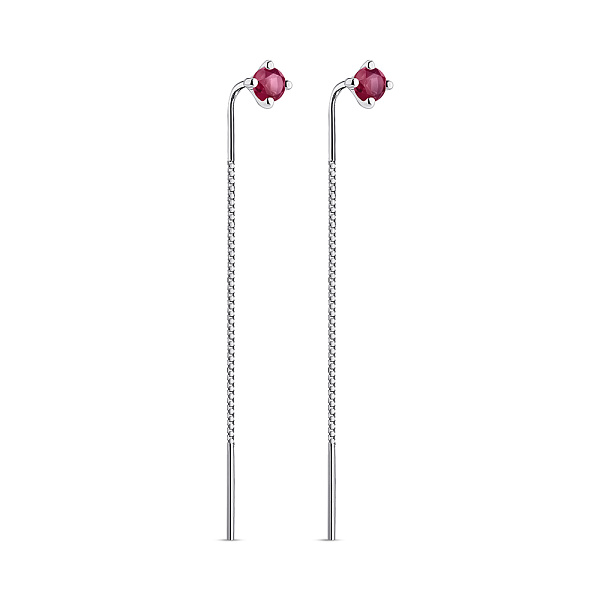 Срібні сережки-протяжки з рубіном (арт. 7502/2167501Р) – зображення 1
