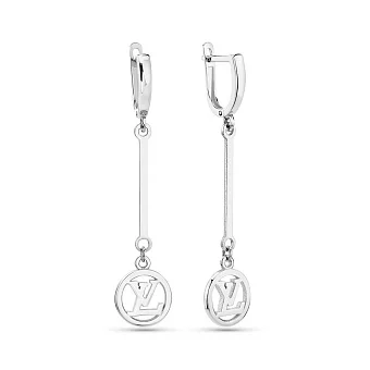 Серьги-подвески из белого золота (арт. 107015б)