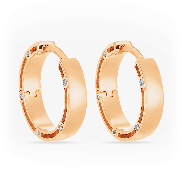 Серьги-кольца из красного золота с фианитами (арт. 106712/20) – изображение 1