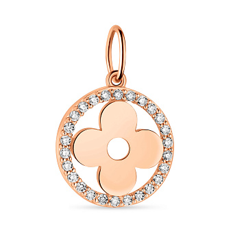 Фото Золотий кулон "Клевер" з фіанітами (арт. 424460)