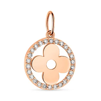 Золотий кулон "Клевер" з фіанітами (арт. 424460)