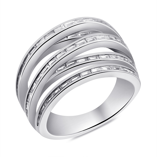 Срібна широка каблучка з фіанітами (арт. 7501/6821) – зображення 1