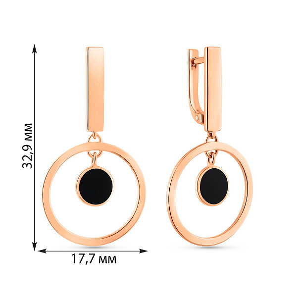 Золотые серьги-подвески с эмалью (арт. 2190246101) – изображение 4