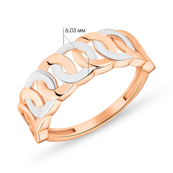 Кольцо "Звенья" из красного и белого золота (арт. 155373/1кб) – изображение 4