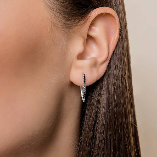 Сережки з білого золота з діамантами (арт. С011191015бч) – зображення 3