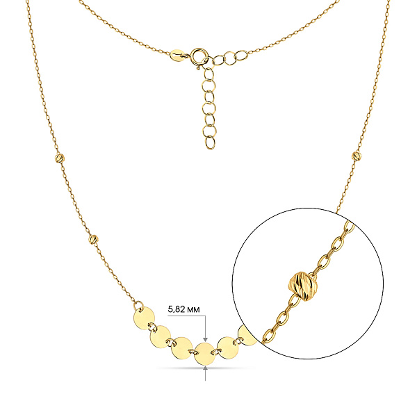 Кольє з жовтого золота "Монети" без каменів (арт. 352172ж) – зображення 2