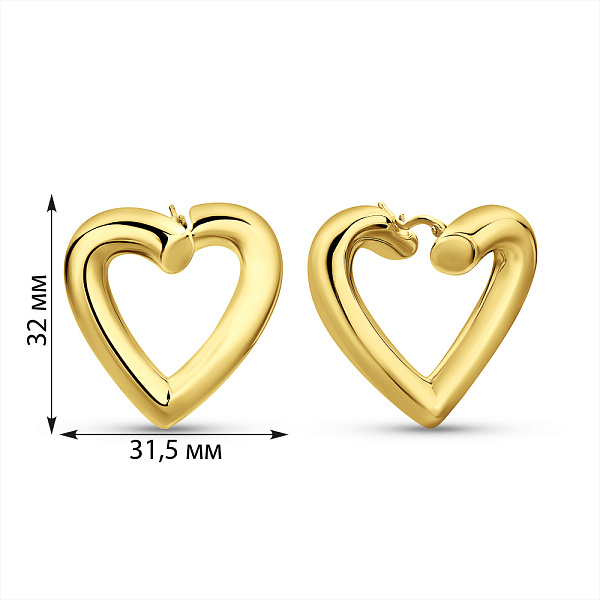 Золотые серьги Francelli Сердце без камней (арт. е1091987/30ж) – изображение 4