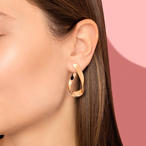 Серьги из красного золота без камней (арт. 101030/30м) – изображение 5