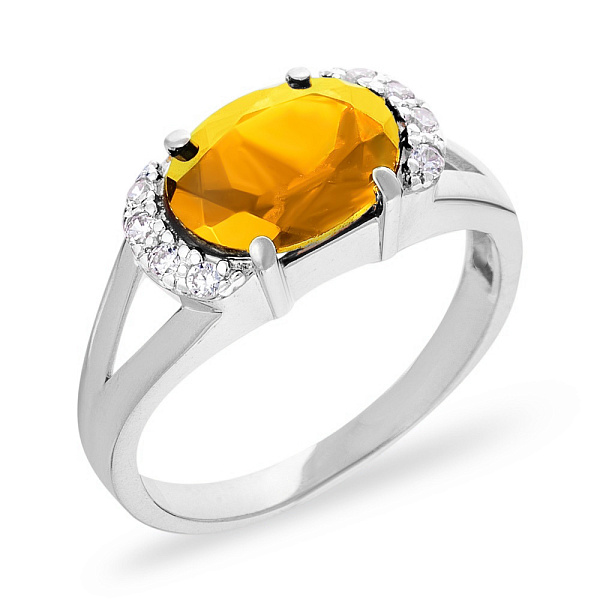 Золотое кольцо с цитрином и фианитами (арт. 140471Пбц) – изображение 1