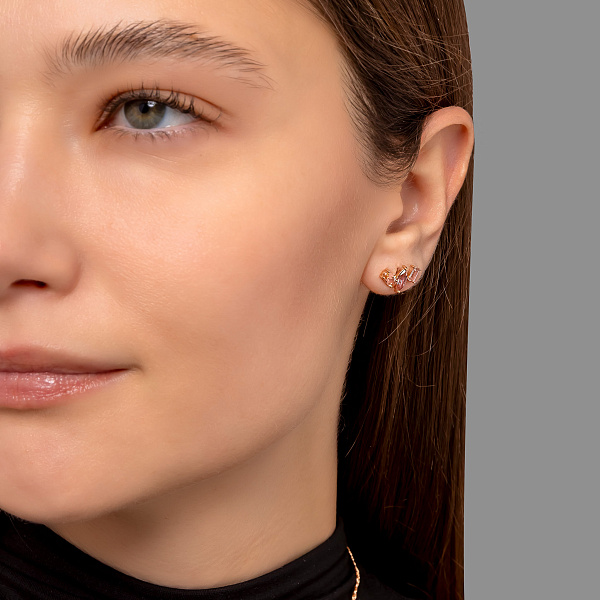 Золоті сережки-пусети з кварцом (арт. 1101116Про) – зображення 4