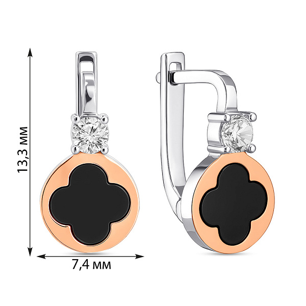 Серебряные серьги с золотыми накладками и с фианитами (арт. 7202/069ечсю) – изображение 2