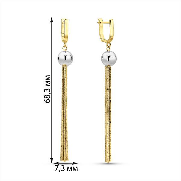 Длинные серьги из желтого и белого золота (арт. 106272жб) – изображение 3