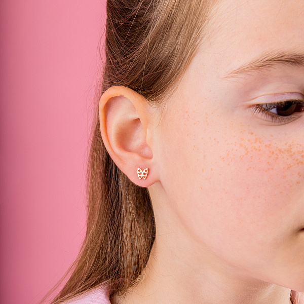 Золотые серьги пусеты без камней (арт. 110905) – изображение 2