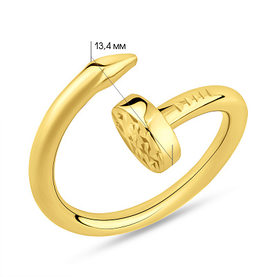 Золотое кольцо в форме гвоздя (арт. 156262ж)