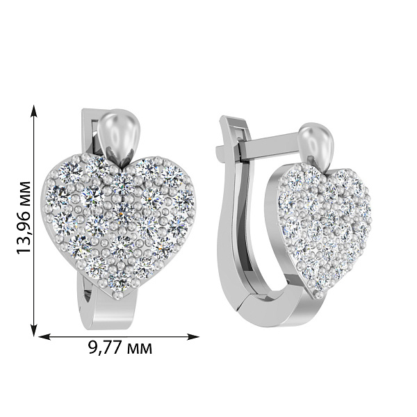 Золотые серьги «Сердечки» с фианитами (арт. 110206б) – изображение 2