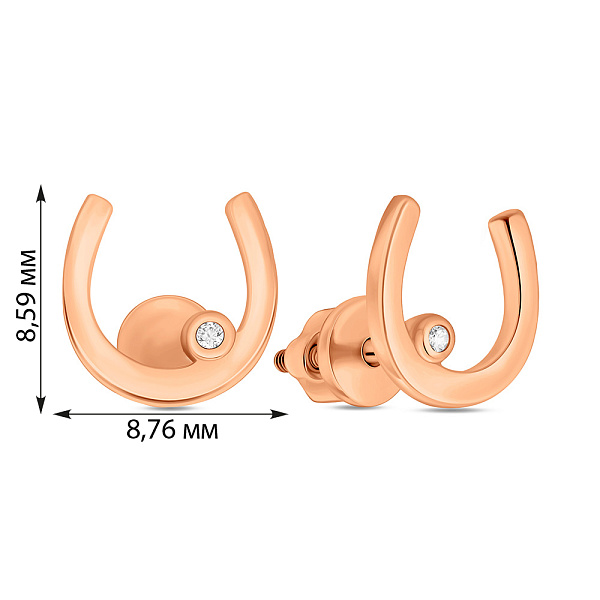 Золотые серьги Подкова с фианитами (арт. 111068) – изображение 2