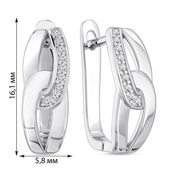 Серьги из серебра с фианитами (арт. 7502/10065) – изображение 2