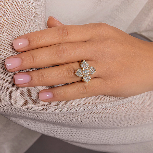 Золота каблучка з фіанітами (арт. 156542/20ж) – зображення 2