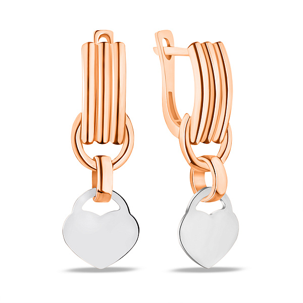 Сережки-підвіски з червоного і білого золота (арт. 108160/1кб) – зображення 1