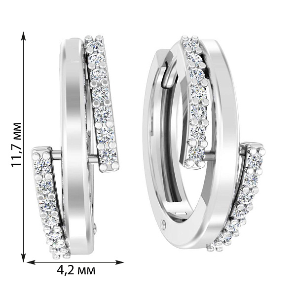 Золоті сережки-кільця з діамантами  (арт. С011388015б) – зображення 2