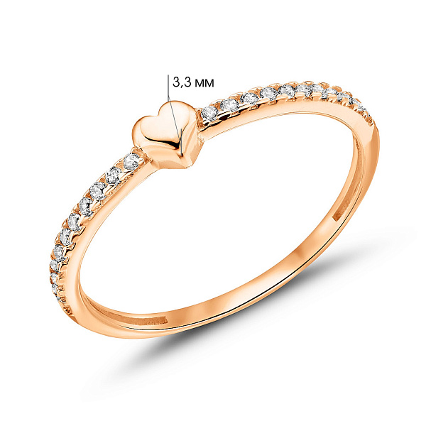 Золота каблучка Серце з фіанітами (арт. 156179) – зображення 3