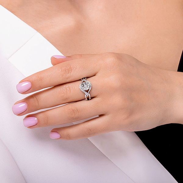 Каблучка з білого золота з діамантами (арт. К341483010б) – зображення 2