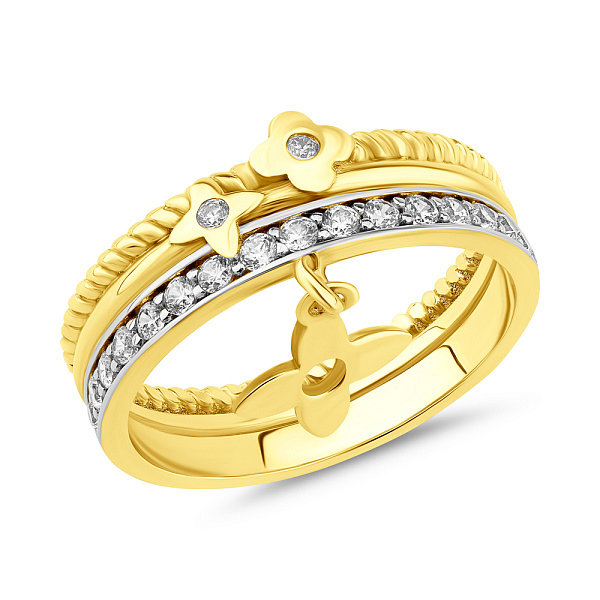 Кольцо с желтого золота с фианитами (арт. 153894ж) – изображение 1