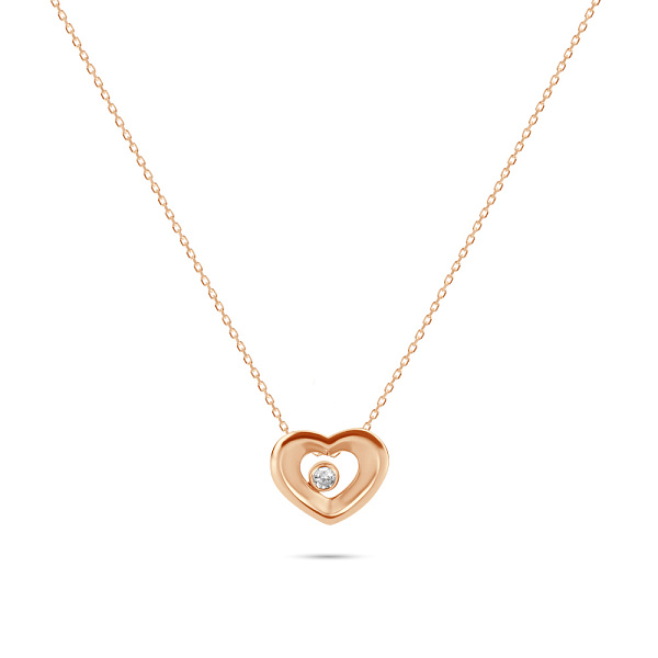 Колье «Сердечко» из желтого золота с фианитом (арт. 351214) – изображение 1