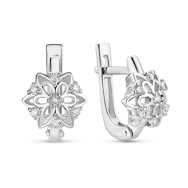 Сережки с бриллиантами из белого золота (арт. С011081015б) – изображение 1