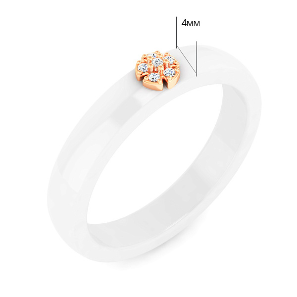 Кольцо из белой керамики и золота с бриллиантами (арт. К011790кб) – изображение 2