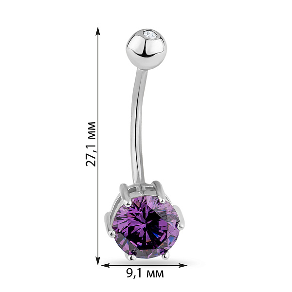 Пирсинг для пупка из серебра (арт. 7512/ПР2ФА/027) – изображение 3