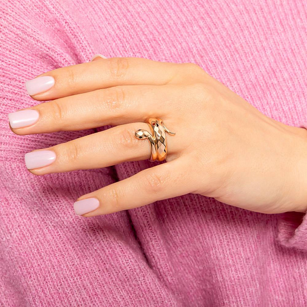 Золотое кольцо Змея (арт. 1401010ч) – изображение 2