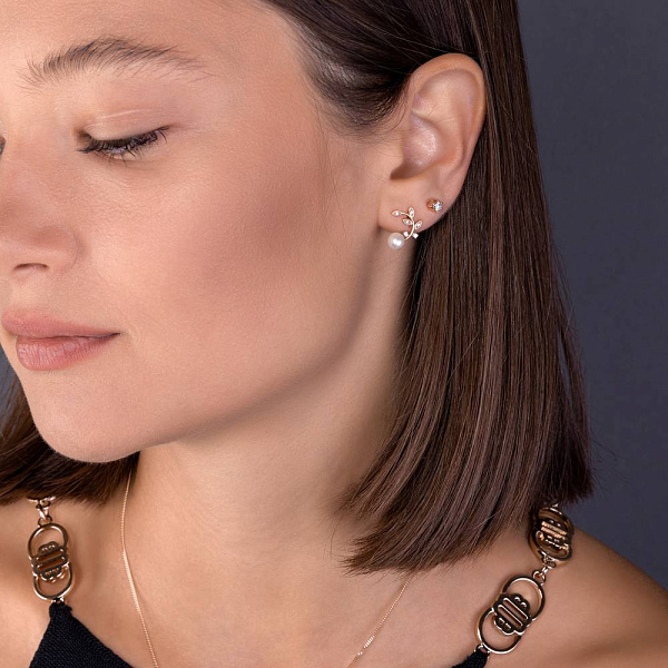 Серьги золотые с жемчугом и бриллиантами (арт. Т011456) – изображение 2