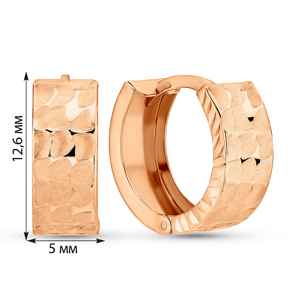 Золоті сережки кільця з алмазною насічкою (арт. 120304) – зображення 3