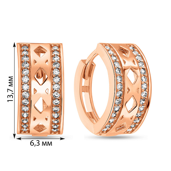 Серьги из красного золота с фианитами (арт. 109280/15) – изображение 2