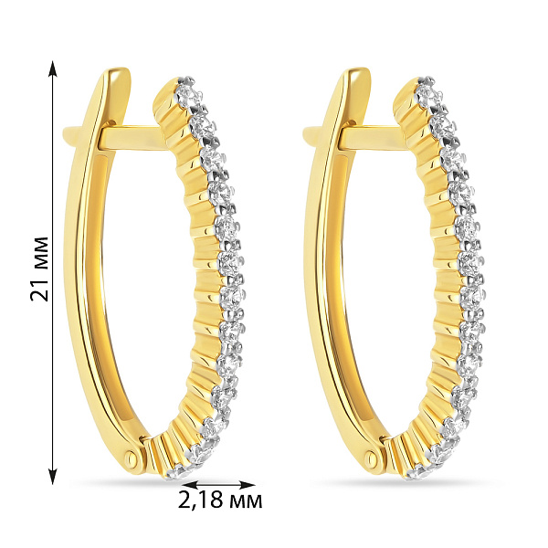 Золоті сережки з доріжкою з фіанітів (арт. 110079ж) – зображення 2
